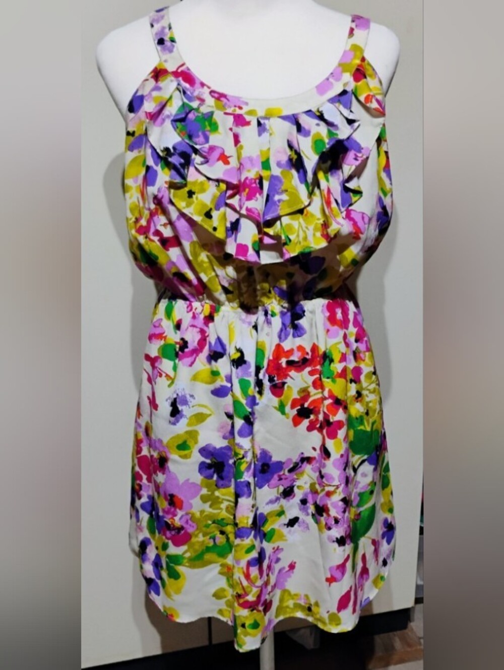 Express Watercolor Floral Belted Dress Medium Spring Summer Wedding
